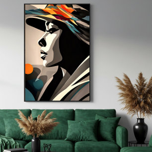 Kleursymfonie op abstract gezicht poster