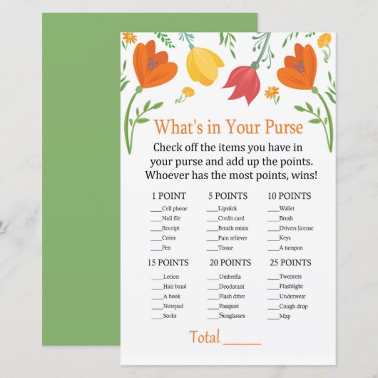 Kleurtulpen Wat zit er in je handtas? (Voorkant / Achterkant)