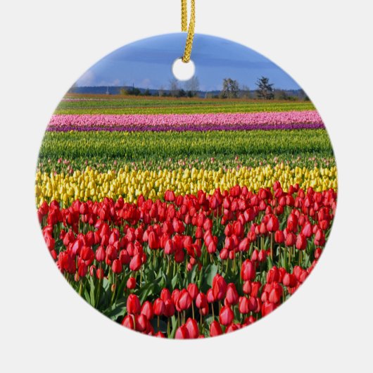 Kleurtulpveld Keramisch Ornament (Voorkant)