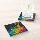 Kleurverf plastic glazen onderzetter (Schuin)