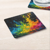 Kleurverf plastic vierkante kartonnen onderzetter (Schuin)