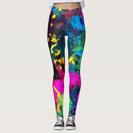 Kleurverf Splatter Leggings (Voorkant)