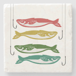 Kleurvis met vishaken stenen onderzetter