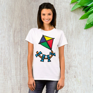 Kleurvolle geometrische vlieger met boogstaart t-shirt