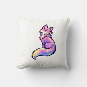 Kleurvolle Pastel Regenboog Vos Watercolor Kussen
