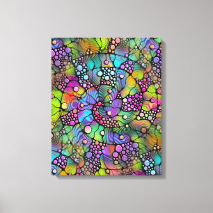 Kleurvolle Stippen Spirals Handschilderen 1 Canvas Afdruk