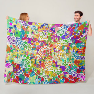 Kleurvolle Stippen Spirals Handschilderen 2 Fleece Deken