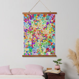 Kleurvolle Stippen Spirals Handschilderen 2 Hangend Wandkleed