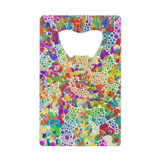 Kleurvolle Stippen Spirals Handschilderen 2 Kredietkaart Flessenopener (Voorkant)