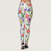 Kleurvolle Waterverf Wilde bloemen papavers Leggin Leggings (Achterkant)