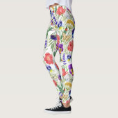 Kleurvolle Waterverf Wilde bloemen papavers Leggin Leggings (Links)