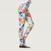 Kleurvolle Waterverf Wilde bloemen papavers Leggin Leggings (Rechts)