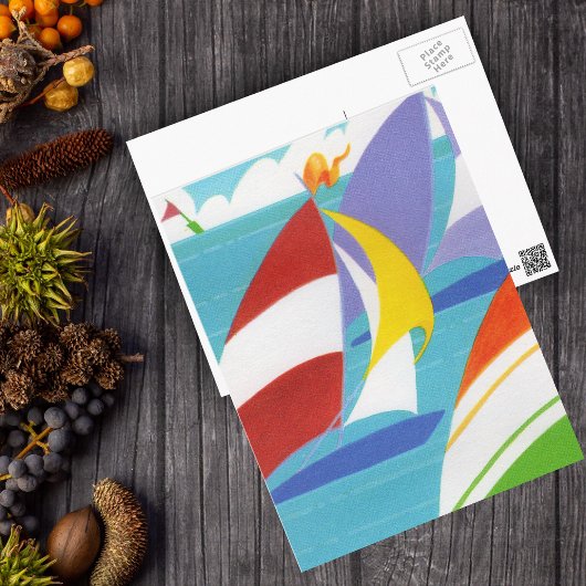 Kleurvolle zeilboten briefkaart