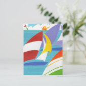Kleurvolle zeilboten briefkaart (Staand voorkant)