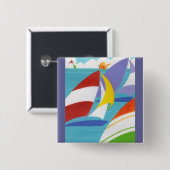 Kleurvolle zeilboten vierkante button 5,1 cm (Voorkant /achterkant)