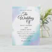 kleurwasprogramma | blauwgroen en paarse trouwuitn kaart (Staand voorkant)