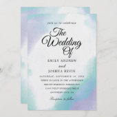 kleurwasprogramma | blauwgroen en paarse trouwuitn kaart (Voorkant / Achterkant)