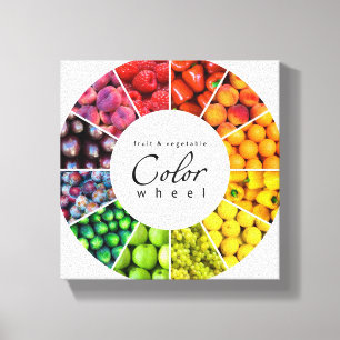 Kleurwiel van groenten en fruit (12 kleuren) canvas afdruk