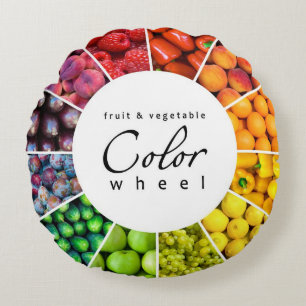 Kleurwiel van groenten en fruit (12 kleuren) rond kussen