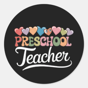 Kleuterleraar Eerste Dag Groovy Terug naar School  Ronde Sticker