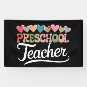 Kleuterleraar Eerste Dag Groovy Terug Naar School  Spandoek