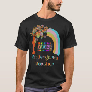 Kleuterleraar Potlood Terug naar school Regenboog T-shirt