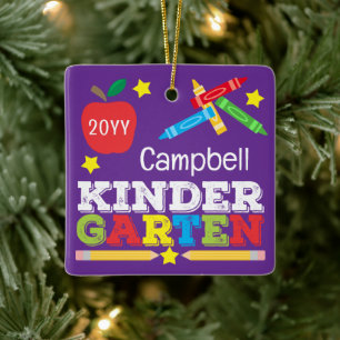 Kleuterschool Aandenken Blauwe Kleurrijke Kinderen Keramisch Ornament