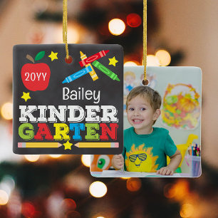 Kleuterschool Aandenken Krijt Kleurrijke Kinderen Keramisch Ornament