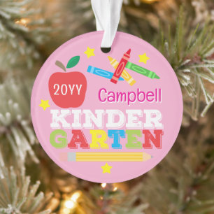 Kleuterschool Aandenken Mooie Roze Meisjes Foto Ornament