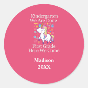 Kleuterschool Afsluiting naar Eerste Klas Eenhoorn Ronde Sticker