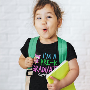 Kleuterschool Afstudeerfeest Meisje Mooie Roze Uil Kinder Shirts