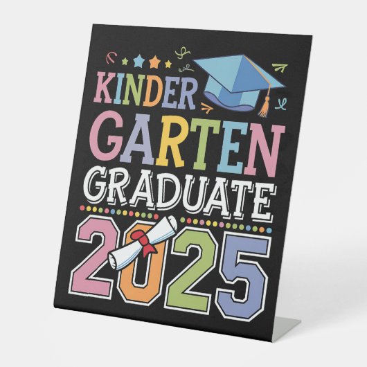 Kleuterschool Afstuderen 2025 Afstuderen School Reclamebord Met Voetstuk (Voorkant)