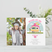 Kleuterschool Afstuderen Foto Roze Ijs Kaart (Staand voorkant)