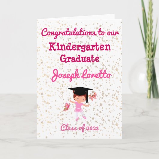 Kleuterschool Afstuderen Gefeliciteerd Ballerina Kaart (Voorkant)