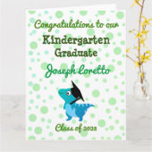 Kleuterschool Afstuderen Gefeliciteerd Dinosaurus Kaart (Gele Bloem)