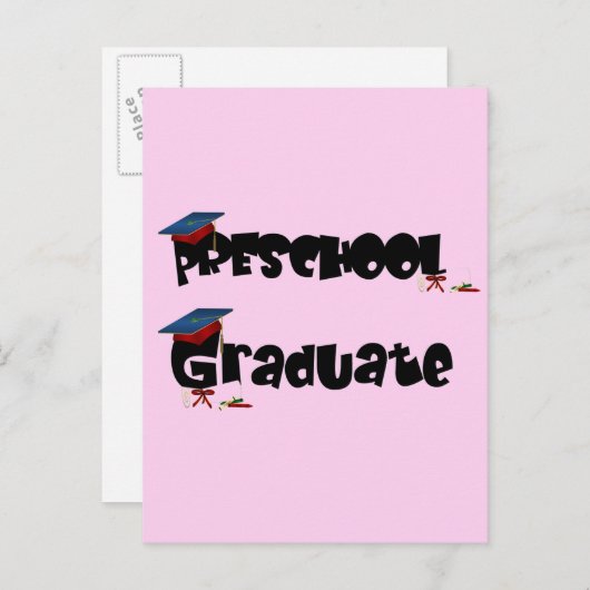 Kleuterschool Afstuderen T-shirts en geschenken Aankondigingskaart (Voorkant / Achterkant)