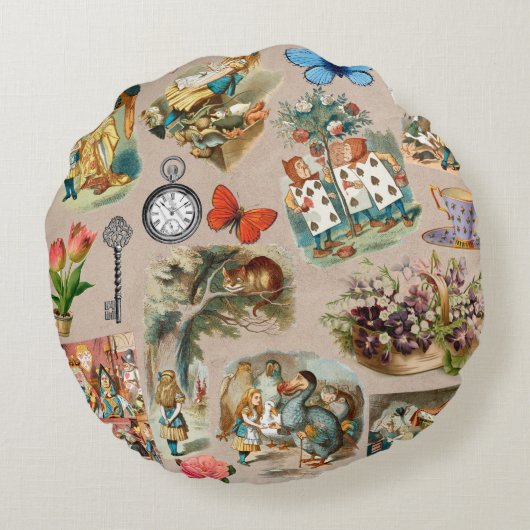 Kleuterschool Alice Kleurrijk 1800s Klassieke Wond Rond Kussen (Achterkant)