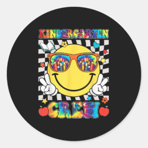 Kleuterschool Crew Smile Face Tie Dye Terug naar s Ronde Sticker