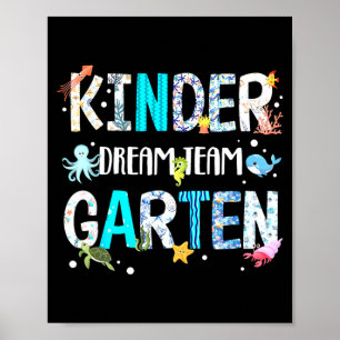 Kleuterschool droomteam tuin oceaan dier poster