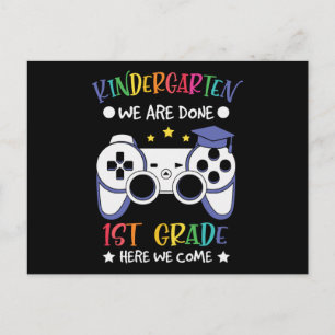 Kleuterschool gaat naar de 1e klas gamer cadeau briefkaart