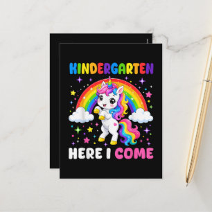 Kleuterschool hier kom ik eenhoorn terug naar sch Feestdagenkaart
