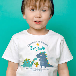 Kleuterschool Jongen Afstuderen Dinosaur Aangepast T-shirt