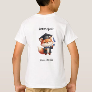 Kleuterschool jongen Afstuderen naam Schattige Fox T-shirt
