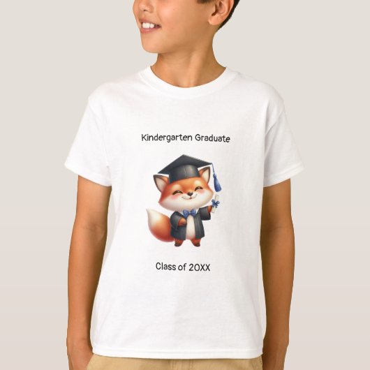 Kleuterschool Jongen Afstuderen Schattige Fox Afst T-shirt (Voorkant)