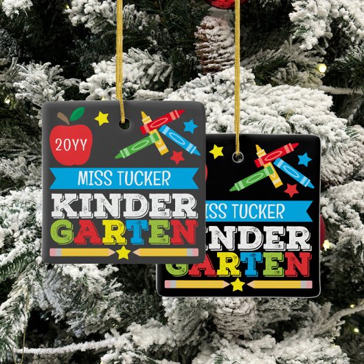 Kleuterschool Leraar Keepsake Chalkboard Kleurrijk Keramisch Ornament