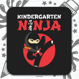 Kleuterschool Ninja Kick Eerste Dag Terug Naar Sch Vierkante Sticker
