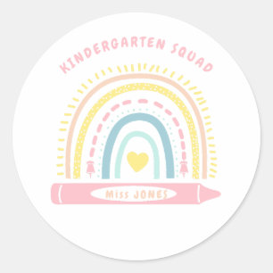 Kleuterschool Team Squad Leraar Terug naar School Ronde Sticker