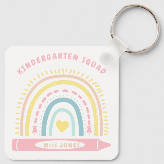 Kleuterschool Team Squad Leraar Terug naar School Sleutelhanger (Achterkant)