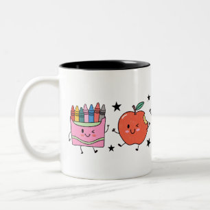 Kleuterschool Terug naar school Cute Doodle Tweekleurige Koffiemok