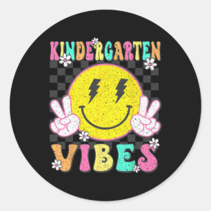 Kleuterschool Vibes Lachend Gezicht Terug naar Sch Ronde Sticker